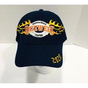 2020 Bike Week Baseball Hat‎ Black Embroidered Flames Daytona Beach Motorcycle